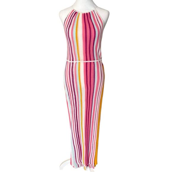 Lover The Label Holly Midi Dress Size 10 Rainbow Halter - Picture 2 of 16